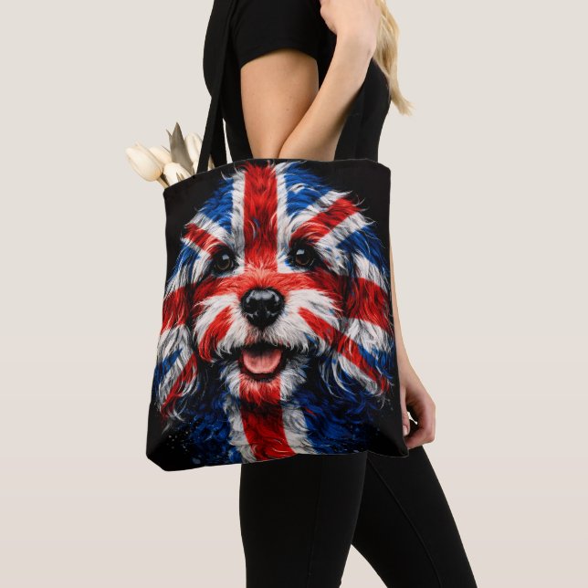 Cockapoo Union Jack British Dog Gift Tote Bag (Close Up)