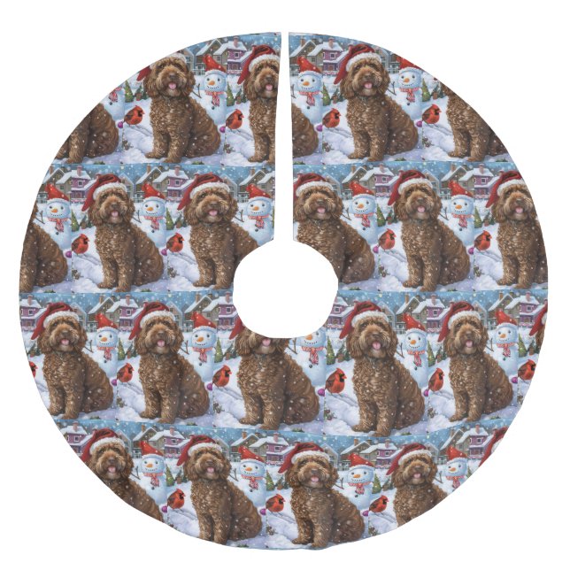 Cockapoo Winter Wonderland Christmas Joy  Brushed Polyester Tree Skirt (Front)