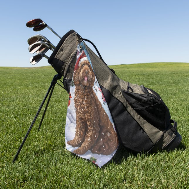 Cockapoo Winter Wonderland Christmas Joy  Golf Towel (Green)