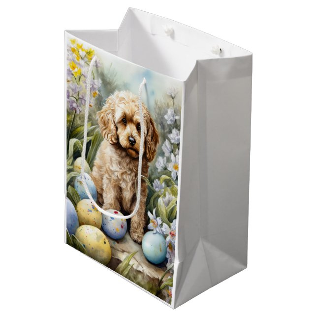 Cockapoo with Easter Eggs Holiday  Medium Gift Bag (Front Angled)