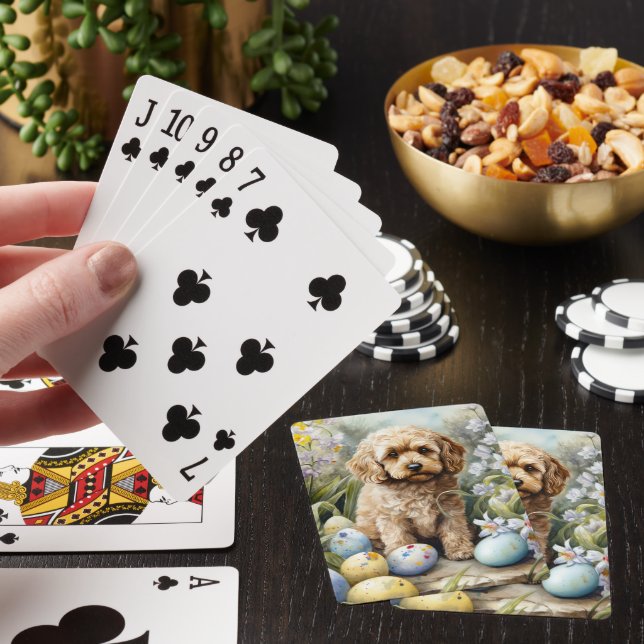 Cockapoo with Easter Eggs Holiday  Playing Cards (In Situ)
