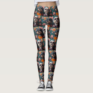 Cockapoo With Heart Roses Valentine's Day Leggings