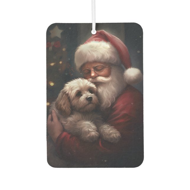 Cockapoo With Santa Claus Festive Christmas  Car Air Freshener (Front)
