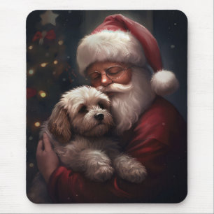 Cockapoo With Santa Claus Festive Christmas  Mouse Mat