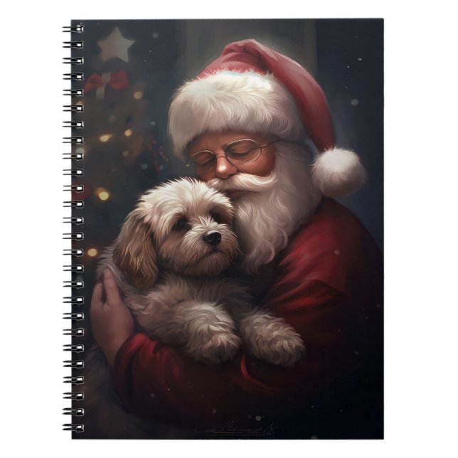 Cockapoo With Santa Claus Festive Christmas  Notebook (Front)
