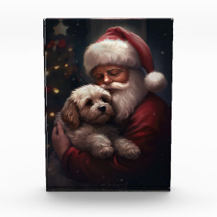 Cockapoo With Santa Claus Festive Christmas  Photo Block