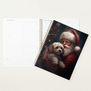 Cockapoo With Santa Claus Festive Christmas  Planner
