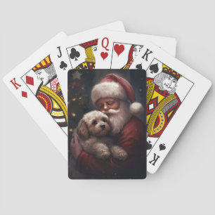 Cockapoo With Santa Claus Festive Christmas  Playing Cards