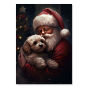 Cockapoo With Santa Claus Festive Christmas Table Number