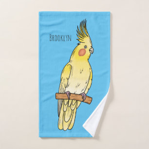 Cockatiel bird cartoon illustration  bath towel set