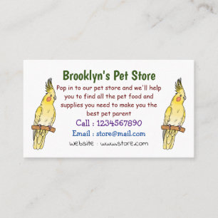Cockatiel bird cartoon illustration  business card