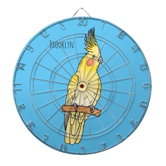 cockatiel bird cartoon illustration dartboard (Front)