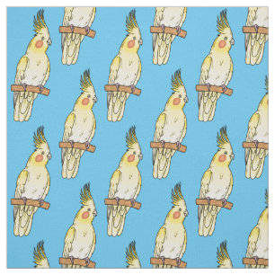 Cockatiel bird cartoon illustration  fabric