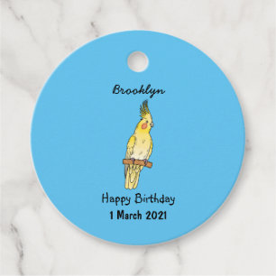 Cockatiel bird cartoon illustration  favour tags