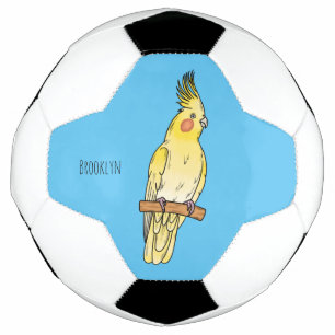Cockatiel bird cartoon illustration  football