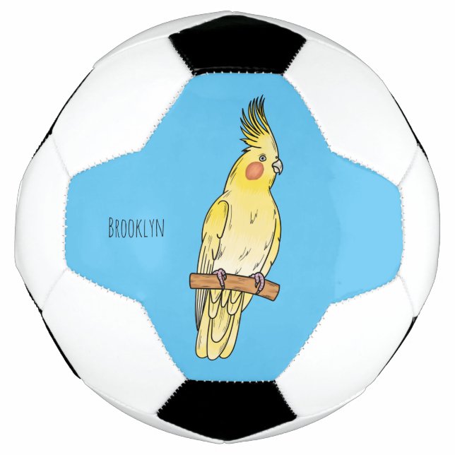 Cockatiel bird cartoon illustration  football (Front)