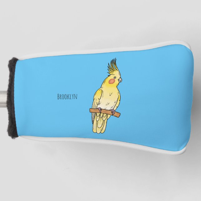 Cockatiel bird cartoon illustration golf head cover (Front)
