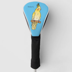 Cockatiel bird cartoon illustration golf head cover