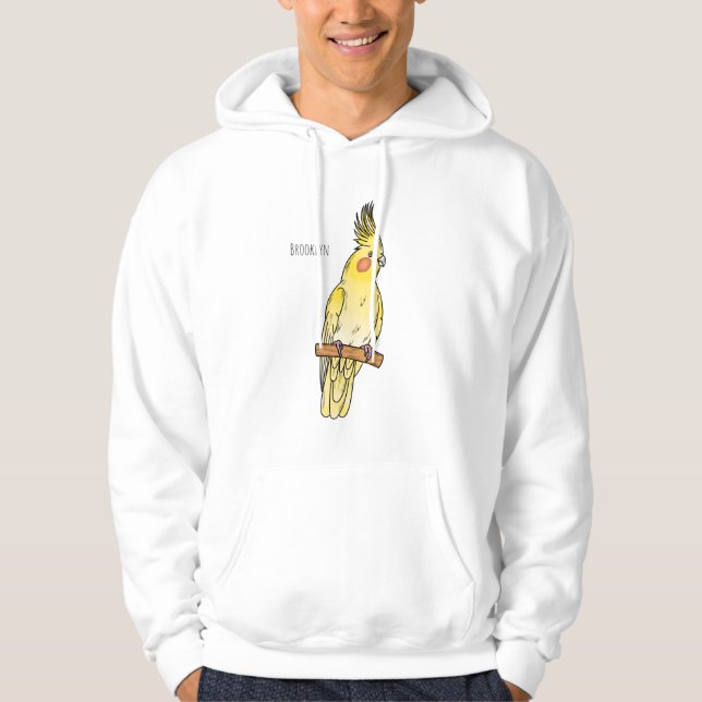 Cockatiel bird cartoon illustration  hoodie (Front)