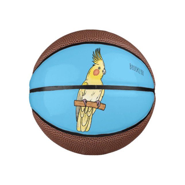 Cockatiel bird cartoon illustration mini basketball (Front)