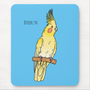Cockatiel bird cartoon illustration mouse mat