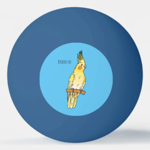 Cockatiel bird cartoon illustration  ping pong ball