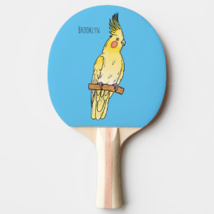 Cockatiel bird cartoon illustration ping pong paddle