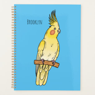 Cockatiel bird cartoon illustration  planner