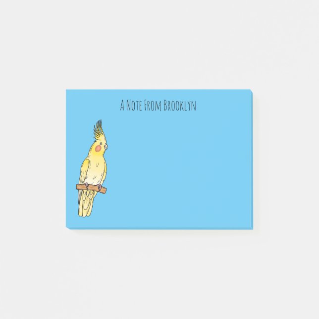 Cockatiel bird cartoon illustration post-it notes (Front)