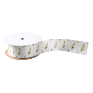 Cockatiel bird cartoon illustration  satin ribbon