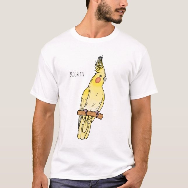 Cockatiel bird cartoon illustration T-Shirt (Front)