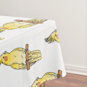 Cockatiel bird cartoon illustration  tablecloth