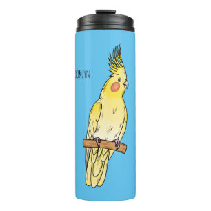 Cockatiel bird cartoon illustration thermal tumbler