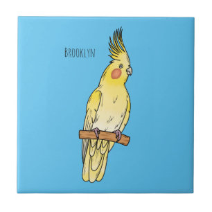 Cockatiel bird cartoon illustration tile