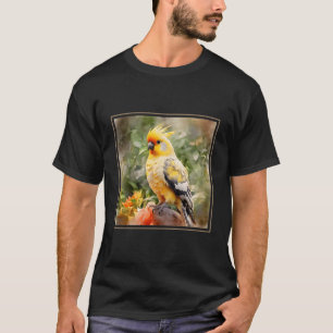Cockatiel Bird Garden Flowers Painting Pet Mum Dad T-Shirt