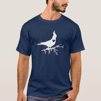 Cockatiel Bird On Branch Silhouette Heart boy T-Shirt