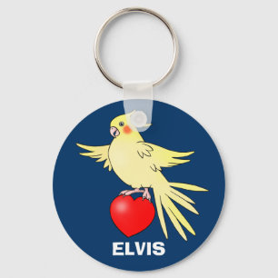 Cockatiel Bird on Heart keychain