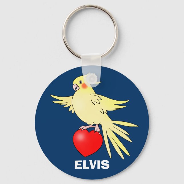 Cockatiel Bird on Heart keychain (Front)