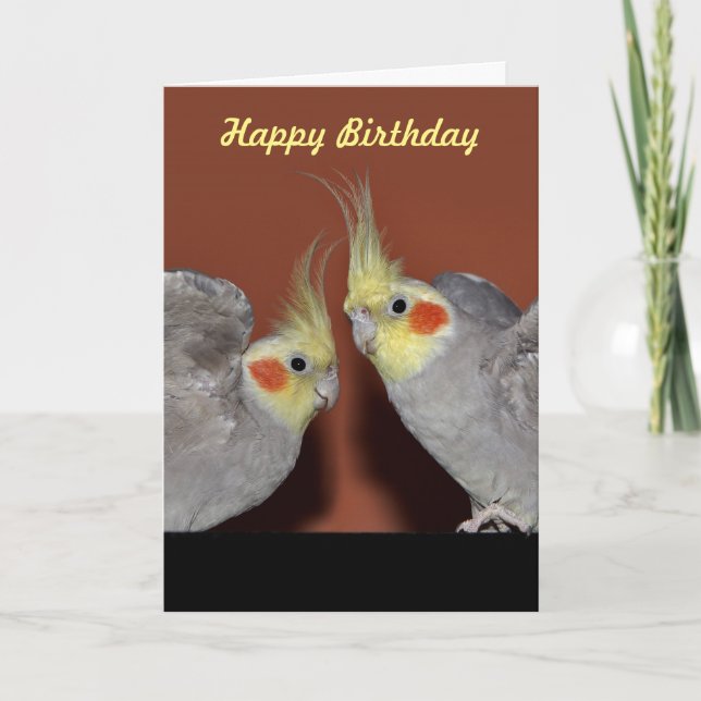 Cockatiel Duo Birthday Card (Customise Message) (Front)