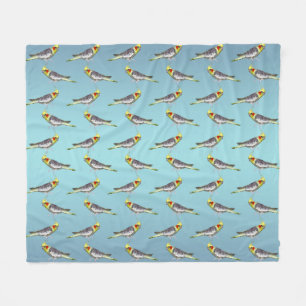 Cockatiel Frenzy Fleece Blanket (Sky Blue Mix)