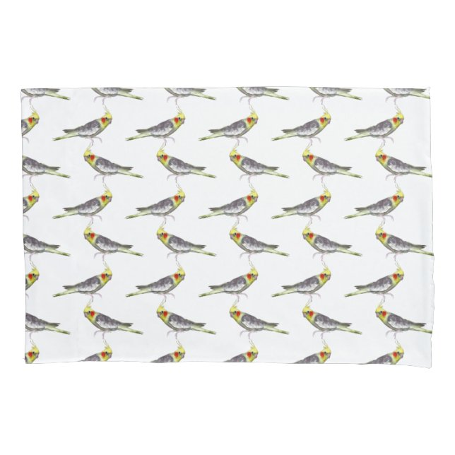 Cockatiel Frenzy Pillowcase (choose colour) (Front-Left)