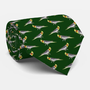 Cockatiel Frenzy Tie (Dark Green)