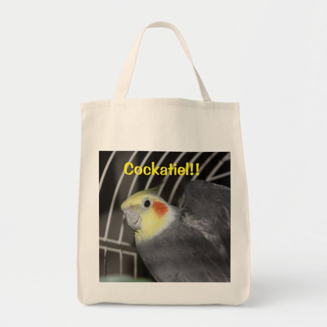 Cockatiel Grocery Tote Bag (Front)