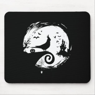 Cockatiel Halloween Costume Moon Silhouette Creepy Mouse Mat