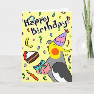 Cockatiel parrot bird happy birthday card