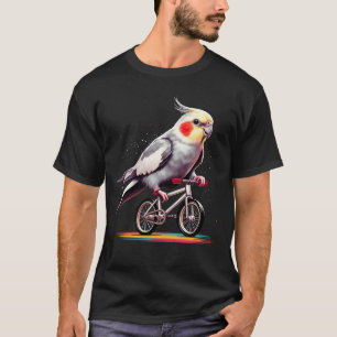 Cockatiel Parrot Bird Riding Bike Biker Bicycle T-Shirt