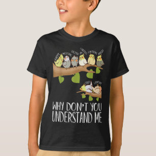 cockatiel parrot emotions funny bird design T-Shirt