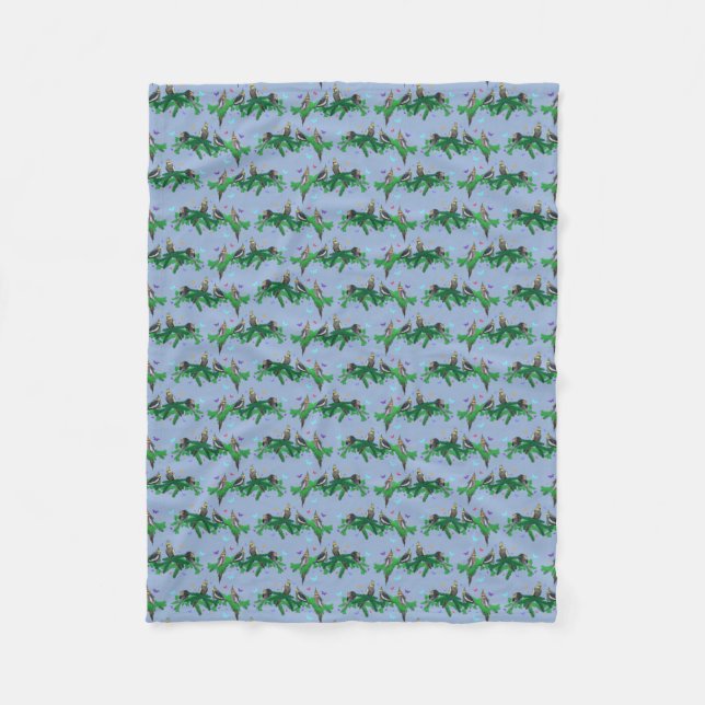 Cockatiel Party Fleece Blanket (Light Blue) (Front)
