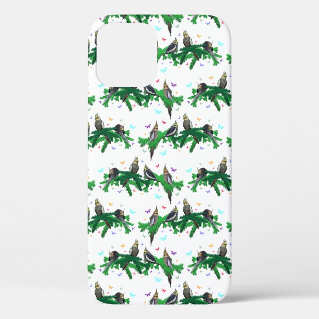 Cockatiel Party iPhone 12 Case (choose colour) (Back)