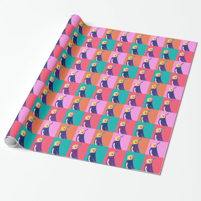 Cockatiel Pop Art Wrapping Paper (Unrolled)